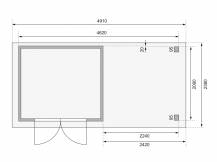 Obrázek k výrobku 53475 - dřevěný domek KARIBU ASKOLA 3 + přístavek 240 cm (82905) tm. šedý