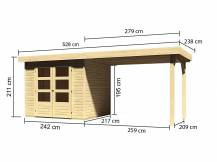 Obrázek k výrobku 21970 - dřevěný domek KARIBU ASKOLA 3 + přístavek 280 cm (77726) natur