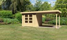 Obrázek k výrobku 53502 - dřevěný domek KARIBU ASKOLA 3 + přístavek 280 cm (77726) natur