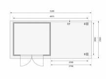 Obrázek k výrobku 53502 - dřevěný domek KARIBU ASKOLA 3 + přístavek 280 cm (77726) natur