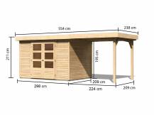 Obrázek k výrobku 53418 - dřevěný domek KARIBU ASKOLA 4 + přístavek 240 cm (73247) natur