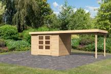 Obrázek k výrobku 53504 - dřevěný domek KARIBU ASKOLA 4 + přístavek 280 cm (77733) natur