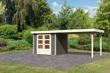 Obrázek k výrobku 21974 - dřevěný domek KARIBU ASKOLA 4 + přístavek 280 cm (92073) tm. šedý