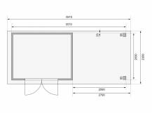 Obrázek k výrobku 53506 - dřevěný domek KARIBU ASKOLA 4 + přístavek 280 cm (92073) tm. šedý