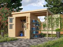 Obrázek k výrobku 53452 - dřevěný domek KARIBU MERSEBURG 2 + přístavek 144 cm (68762) natur