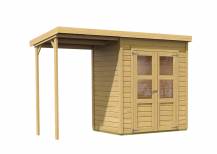 Obrázek k výrobku 21955 - dřevěný domek KARIBU MERSEBURG 2 + přístavek 144 cm (68762) natur