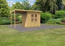 Obrázek k výrobku 53453 - dřevěný domek KARIBU MERSEBURG 3 + přístavek 166 cm (68763) natur