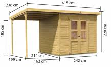 Obrázek k výrobku 21914 - dřevěný domek KARIBU MERSEBURG 5 + přístavek 166 cm (68767) natur