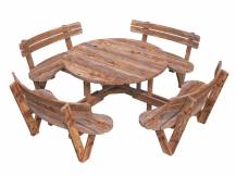 Obrázek k výrobku 49146 - Dřevěný zahradní párty stůl s lavicemi PALMAKO OLIVER - hnědá impregnace 260x260 cm tl. 44 mm