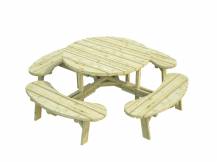 Obrázek k výrobku 49147 - Dřevěný zahradní párty stůl s lavicemi PALMAKO OSCAR - zelená impregnace 222x222 cm tl. 44 mm