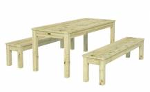 Obrázek k výrobku 49142 - Dřevěný zahradní stůl s lavicemi PALMAKO SANNE 18 - hnědá impregnace Stůl: 180x74 cm Lavice: 180x37 cm  tl. 28mm