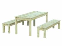 Obrázek k výrobku 49141 - Dřevěný zahradní stůl s lavicemi PALMAKO SANNE 18 - zelená impregnace Stůl: 180x74 cm Lavice: 180x37 cm  tl. 28mm