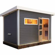 Obrázek k výrobku 54150 - Finská sauna KARIBU SKROLLAN 2 (86292) tm. šedá s předsíní