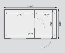 Obrázek k výrobku 22100 - finská sauna KARIBU SKROLLAN 3 (86308) s předsíní