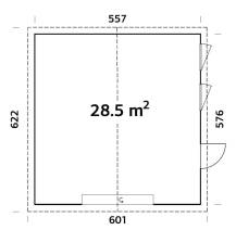 Obrázek k výrobku 48889 - Garáž NORDIC+ Andre 28,5 m2 557x576 cm tl. stěny 160 mm