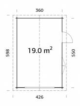 Obrázek k výrobku 21446 - Garáž Roger 19 m2 - bez dveří (380x570cm) tl. 44mm