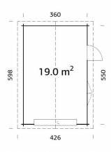 Obrázek k výrobku 22949 - Garáž Roger 19 m2 - výsuvná vrata (380x570cm) tl. 44mm