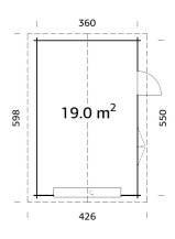Obrázek k výrobku 22949 - Garáž Roger 19 m2 - výsuvná vrata (380x570cm) tl. 44mm