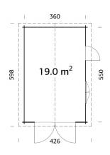 Obrázek k výrobku 21447 - Garáž Roger 19m2 s křídlovými dveřmi (380x570cm) tl. 44mm