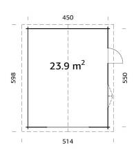 Obrázek k výrobku 37606 - Garáž Roger 23,9 m2 - bez dveří (450x550cm) tl. 44mm