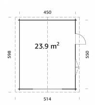 Obrázek k výrobku 37606 - Garáž Roger 23,9 m2 - bez dveří (450x550cm) tl. 44mm