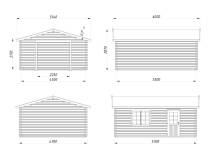 Obrázek k výrobku 37606 - Garáž Roger 23,9 m2 - bez dveří (450x550cm) tl. 44mm