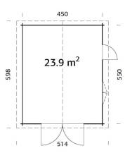 Obrázek k výrobku 34613 - Garáž Roger 23,9 m2 s křídlovými dveřmi (450x550cm) tl. 44mm