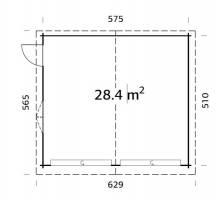 Obrázek k výrobku 34051 - GARÁŽ Roger 28,4 s výsuvnými vraty (595x530cm) tl. 44mm