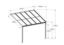 Obrázek k výrobku 62009 - hliníková pergola LANITPLAST WALL 33 antracit + čirý PC