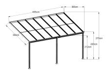 Obrázek k výrobku 62016 - hliníková pergola LANITPLAST WALL 43 antracit + čirý PC
