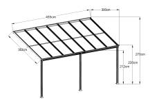 Obrázek k výrobku 62019 - hliníková pergola LANITPLAST WALL 43 bílá + čirý PC