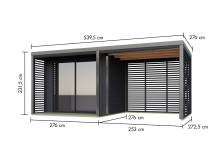 Obrázek k výrobku 94964 - hybridní domek KARIBU SATURN (50568) antracit / šedý + 253 cm přístavek včetně zadní a boční stěny LG4828