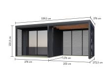 Obrázek k výrobku 94972 - hybridní domek KARIBU SATURN (66203) antracit + 253 cm přístavek včetně zadní a boční stěny LG4827