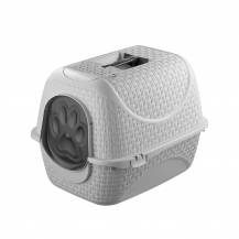 Obrázek k výrobku 82685 - Krytá toaleta pro kočky Rattan 42x50,5x40cm, šedá
