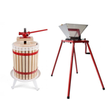 Obrázek k výrobku 93458 - Lis na ovoce 18l ruční s rouškou + Drtič na ovoce RUČNÍ 7L NEREZ stojanový