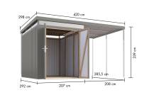 Obrázek k výrobku 94982 - plechový domek KARIBU AURUM 2,5 + přístavek 200 cm (53680) šedý LG4839