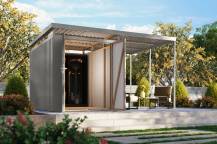 Obrázek k výrobku 94982 - plechový domek KARIBU AURUM 2,5 + přístavek 200 cm (53680) šedý LG4839