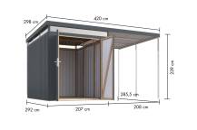 Obrázek k výrobku 94983 - plechový domek KARIBU AURUM 2,5 + přístavek 200 cm (53681) antracit LG4840
