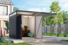 Obrázek k výrobku 94981 - plechový domek KARIBU AURUM 2 + přístavek 200 cm (53662) antracit LG4838