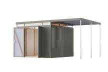 Obrázek k výrobku 94987 - plechový domek KARIBU AURUM 3,5 + přístavek 200 cm (53693) šedý LG4845