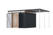 Obrázek k výrobku 94986 - plechový domek KARIBU AURUM 3,5 + přístavek 200 cm (53694) antracit LG4844