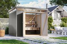 Obrázek k výrobku 94976 - plechový domek KARIBU AURUM 3 (53668) šedý LG4833