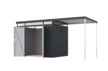 Obrázek k výrobku 94984 - plechový domek KARIBU AURUM 3 + přístavek 200 cm (53682) šedý LG4842