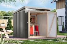 Obrázek k výrobku 94948 - plechový domek KARIBU IRIDIUM 2 (48398) šedý LG4804