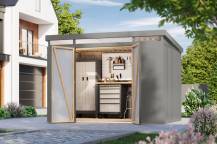 Obrázek k výrobku 94956 - plechový domek KARIBU IRIDIUM 3 (48454) šedý LG4812