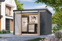 Obrázek k výrobku 94955 - plechový domek KARIBU IRIDIUM 3 (48455) antracit LG4811