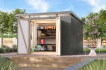 Obrázek k výrobku 94959 - plechový domek KARIBU IRIDIUM 3,5 (48456) šedý LG4815