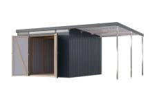 Obrázek k výrobku 94961 - plechový domek KARIBU IRIDIUM 3,5 + přístavek 200 cm (48499) antracit LG4817