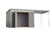 Obrázek k výrobku 94954 - plechový domek KARIBU IRIDIUM 3 + přístavek 200 cm (48454) šedý LG4810