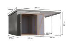 Obrázek k výrobku 94957 - plechový domek KARIBU IRIDIUM 3 + přístavek 200 cm (48497) antracit LG4813